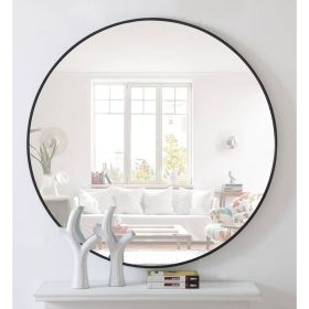 Round 36-inch Wall Mirror in Black - Living Room Bedroom Accent Bathroom Mirror