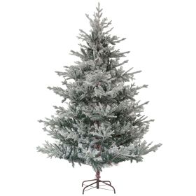 HOMCOM 7.5 Foot Snow Xmas Tree, Realistic Flocked Christmas Tree with Snow & Stable Base, Perfect for Home Office Holiday