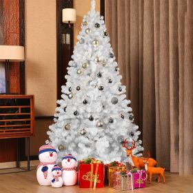 7ft White Christmas Tree with Memory Wire, 1064 Tips Hinged Artificial PVC Tree