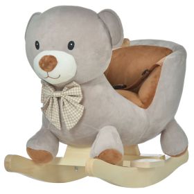 Qaba Bear-shaped Kids Rocking Horse with Sound for 18-36 Months, Gray
