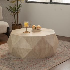 Modern Farmhouse Coffee Table Drum Coffee Table, American Natural Retro Style Coffee Table for Office, Dining Room and Living Room