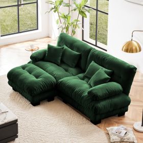 Cloud Couch Sectional Sofa for Living Room, Chenille 2 Seater Sofa with 2 Lumbar pillows and 2 throw pillows