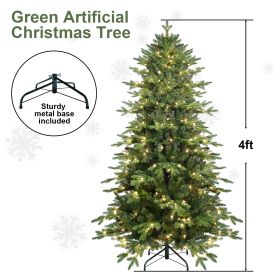 PVC Christmas Tree, Christmas Decorations, Green, With Lights (Option: 4ft)
